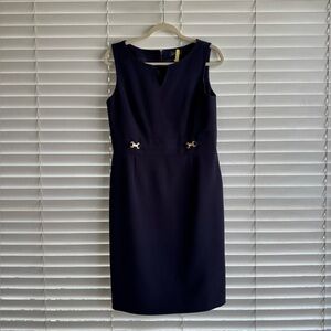 Tahari Classic Navy Sleeveless Sheath Dress Size 12